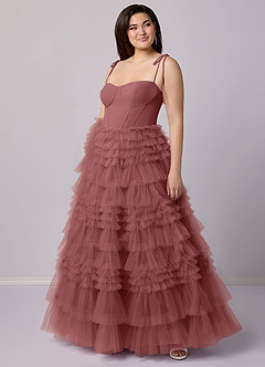 Barbie ♥ Azazie Robes de demoiselle d'honneur Robe Trapèze en Tulle Encolure en Forme de Cœur Améthyste image9
