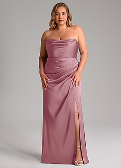Azazie Leonis Bridesmaid Dresses Vintage Mauve Mermaid Pleated Stretch Satin Convertible Dress image10