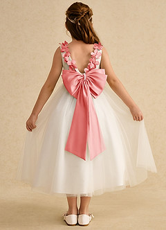 Azazie Lilli Flower Girl Klänningar Klänning A-Line i Tyll Rosett image2