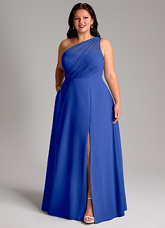 Azazie Phaedra Brautjungfernkleider A-Linie One-Shoulder Chiffon Kleid Königsblau image12