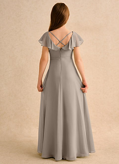 Azazie Nari Girls Formal Blumenmädchenkleider A-Linie mit ärmel Chiffon Kleid Taupe image7