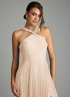 Azazie Afra Abiti da Damigella Abito A-Line in Chiffon Plissettato Alabastro Bianco image5