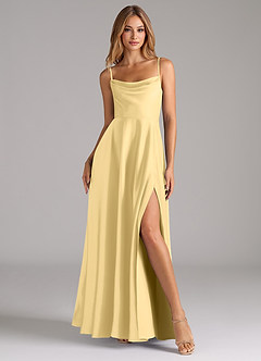 Azazie Elle Bridesmaid Dresses Butter A-Line Pleated Stretch Satin Dress image4