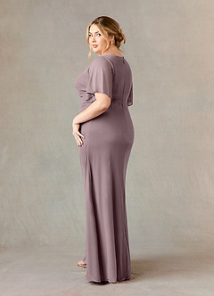 Azazie Selah Mother of the Bride Dresses Dusk A-Line V-Neck ruched Mesh Dress image10