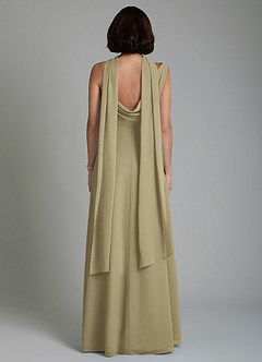 Azazie True Robes de demoiselle d'honneur Robe Trapèze en Mousseline de soie Plissé Vert Mousse image8