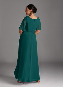 Azazie Tricia Mother of the Bride Dresses Peacock A-Line V-Neck Pleated Chiffon Dress image11