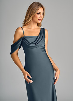 Azazie Celina Bridesmaid Dresses Twilight Sheath Off the Shoulder Stretch Satin Dress image7