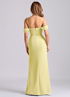Azazie Joanne Bridesmaid Dresses Lemon Sorbet Mermaid Off the Shoulder Chiffon Dress image6