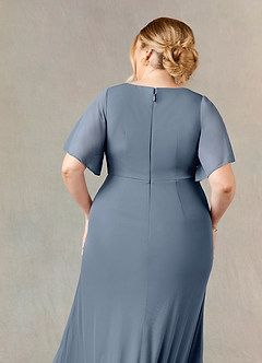 Azazie Selah Mother of the Bride Dresses Twilight A-Line V-Neck ruched Mesh Dress image7