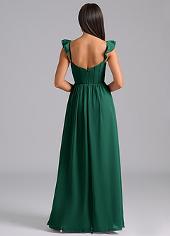 Azazie Denisse Bridesmaid Dresses Emerald A-Line Ruched Chiffon Dress image2