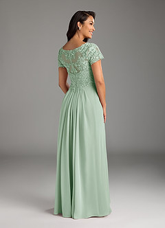 Azazie Dunja Mother of the Bride Dresses Agave A-Line V-Neck Lace Chiffon Dress image4