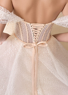 Azazie Eos Wedding Dresses Diamond White English Rose Mermaid Off the Shoulder Beading Dress image4