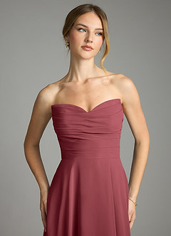 Azazie Ayla Abiti da Damigella Abito A-Line in Chiffon Scollo a Cuore Merlot image4