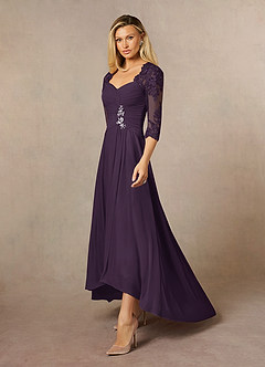Azazie Anne Vestidos para mãe da noiva Vestir Ameixa de Renda de Bainha com Lantejoulas image6