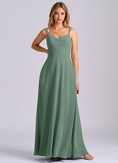 Azazie Beatrice Robes de demoiselle d'honneur Robe Trapèze en Mousseline de soie Encolure en Forme de Cœur Eucalyptus image3