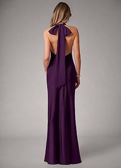 Azazie Velli Bridesmaid Dresses Grape Mermaid Stretch Satin Dress image5