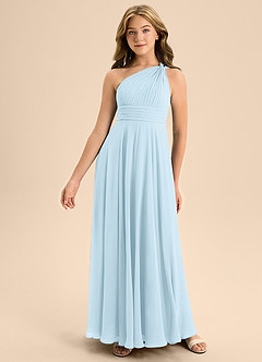 Azazie Charlize Junior Sky Blue A-Line Pleated Chiffon Dress image3