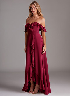 Azazie Lyra Bridesmaid Dresses Burgundy A-Line Chiffon Convertible Dress image12