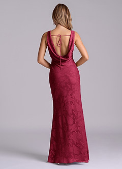 Azazie Rylina Bridesmaid Dresses Burgundy Mermaid Floral Burnout Dress image2