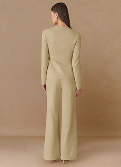 front Elara Champagne Refined Weave Tailored Blazer