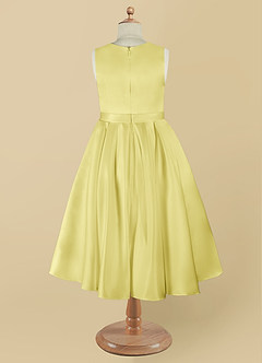 Azazie Coco Flower Girl Dresses Lemon Sorbet A-Line Bow Matte Satin Dress image9
