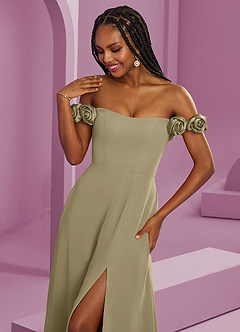 Barbie ♥ Azazie Bridesmaid Dresses Moss Green A-Line Off the Shoulder Chiffon Convertible Dress image4