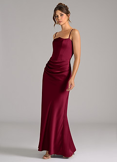 Azazie Debby Bridesmaid Dresses Burgundy Mermaid Strapless Stretch Satin Convertible Dress image6