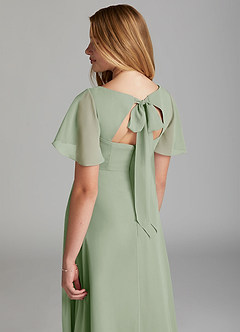 Azazie Kimber Junior Dusty Sage A-Line Pleated Chiffon Dress image4