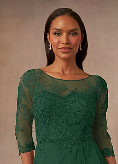 Azazie Calanthe Mother of the Bride Dresses Dark Green A-Line Scoop Chiffon Dress image5
