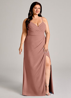 Azazie Maci Bridesmaid Dresses Cedar Rose Sheath Pleated Chiffon Dress image11