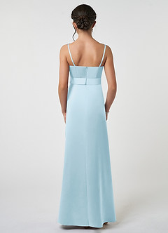 Azazie Anina Junior Robe Trapèze en Satin extensible Arc Bleu Ciel image2