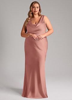 Azazie Rylina Bridesmaid Dresses Rosette Mermaid Stretch Satin Dress image9