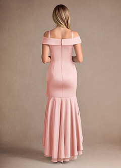 Azazie Billings Kleider für die Brautmutter Meerjungfrau-Linie Schulterfrei Stretch-Satin Kleid Puderrosa image8