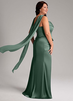 Azazie Sorrel Bridesmaid Dresses Eucalyptus Mermaid Strapless Stretch Satin Convertible Dress image11
