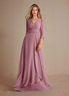 Azazie Mayfield vestidos de madre de la novia Vestido de Malva Vintage de Gasa de Corte En A con Plisado image5