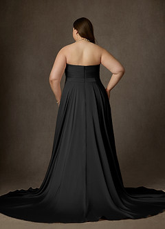 Azazie Alta Wedding Dresses Black A-Line Strapless Stretch Satin Dress image15
