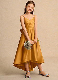 Azazie Sweets Junior Formal Flower Girl Klänningar Klä A-Line i Matt satäng Plisserad image5