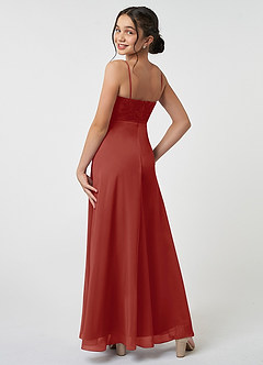 Azazie Sonya Junior Terracotta A-Line Lace Chiffon Dress image4