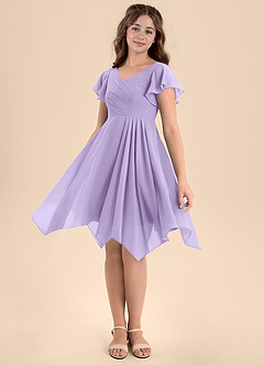 Azazie Janeaurelia Junior Lilac A-Line Pleated Chiffon Dress image4