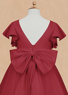 Azazie Kaeya Robe Demoiselle D'honneur Fillette Robe Trapèze en Tulle Arc Grenade image8