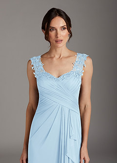 Azazie Edelin Mother of the Bride Dresses Sky Blue A-Line Sweetheart Neckline Pleated Mesh Dress image6