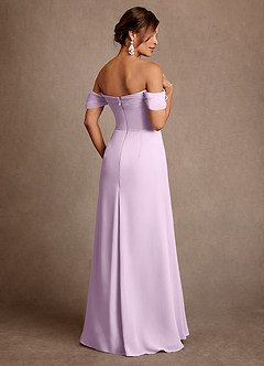Azazie Amherst Mother of the Bride Dresses Frosted Lilac A-Line Off the Shoulder Chiffon Dress image3