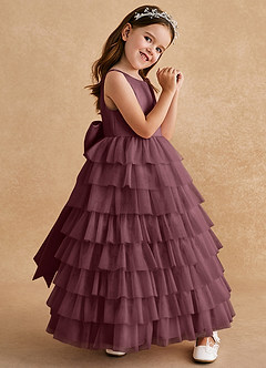 Azazie Twinkle Toes vestidos de niña de las flores Vestido de Sangrado de Tul de Corte En A con Lazo image3