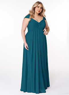 Azazie Kaitlynn Bridesmaid Dresses Ink Blue Empire Ruched Chiffon Convertible Dress image12