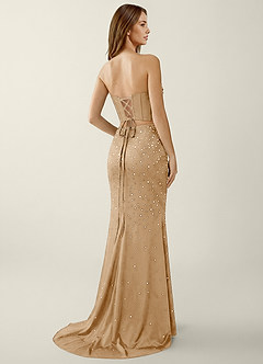 Esme Champagne Two-piece Corset Stretch Satin Mermaid Prom Dress image2