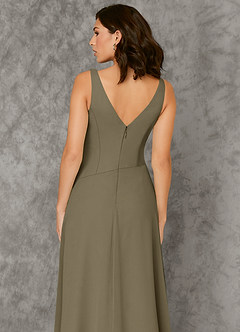 Azazie Kori Bridesmaid Dresses Willow Green A-Line Pleated Chiffon Dress image5