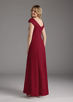 Azazie Cupid Mother of the Bride Dresses Burgundy A-Line Boatneck Lace Chiffon Dress image2