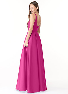 Azazie Neve Brudtärnklänningar Klänning av Balklänning i Stretch Satin med fickor Fuchsia image4