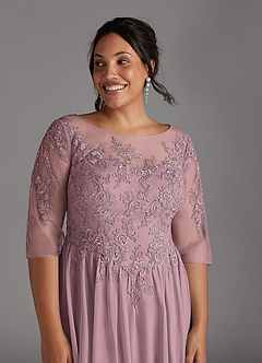 Azazie Harriet Mother of the Bride Dresses Dusty Rose A-Line Scoop lace Mesh Dress image12