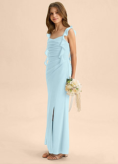 Azazie Jessamine Junior Cloud Blue Mermaid Sweetheart Neckline Chiffon Dress image5